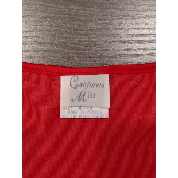 Vintage California Miss Velvet Mini Slip Dress Red Medium Spaghetti Strap - Picture 3 of 10